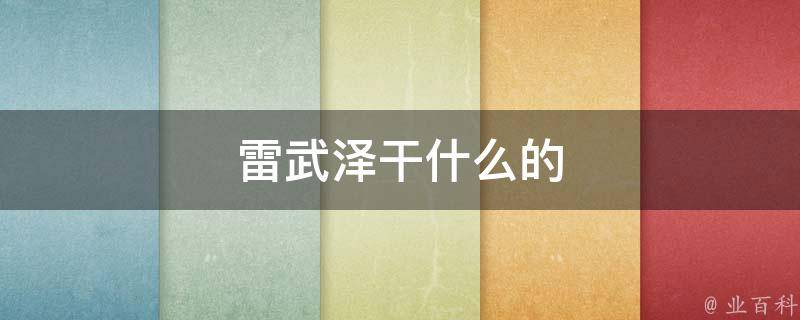 雷武泽干什么的