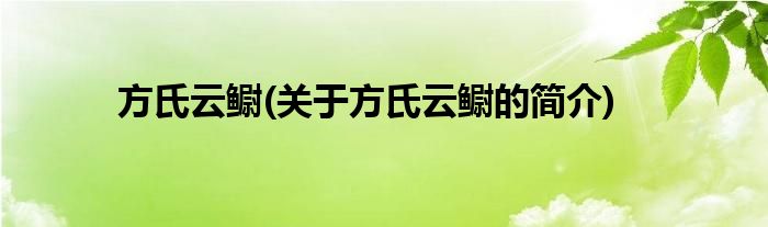 方氏云鳚(关于方氏云鳚的简介)