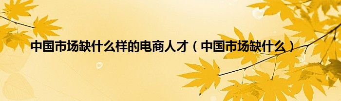 中国市场缺什么样的电商人才（中国市场缺什么）
