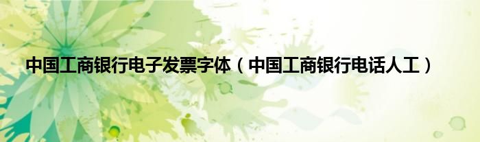 中国工商银行电子发票字体（中国工商银行电话人工）