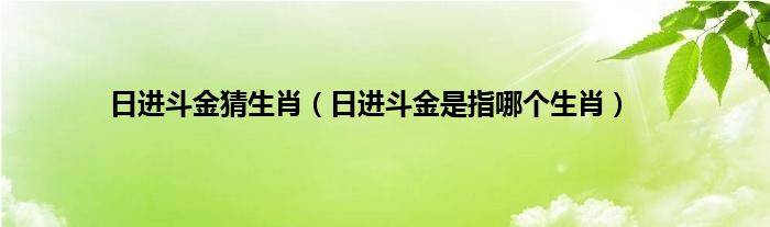 日进斗金猜生肖（日进斗金是指哪个生肖）