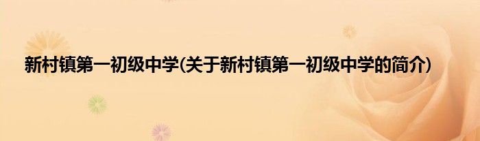 新村镇第一初级中学(关于新村镇第一初级中学的简介)