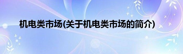 机电类市场(关于机电类市场的简介)