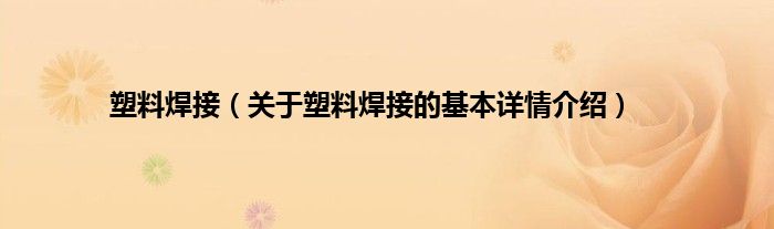 塑料焊接（关于塑料焊接的基本详情介绍）