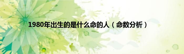 1980年出生的是什么命的人（命数分析）