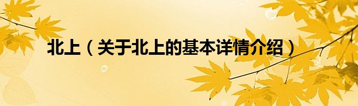 北上（关于北上的基本详情介绍）