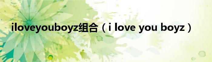 iloveyouboyz组合（i love you boyz）