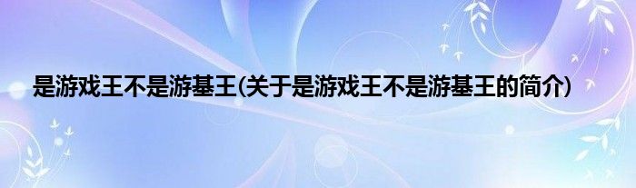 是游戏王不是游基王(关于是游戏王不是游基王的简介)