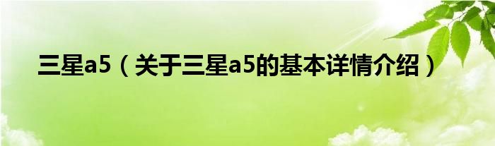 三星a5（关于三星a5的基本详情介绍）