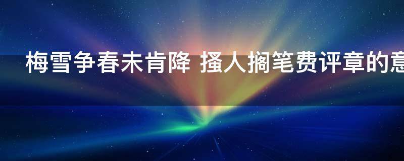 梅雪争春未肯降 搔人搁笔费评章的意思