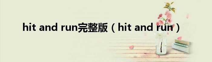 hit and run完整版（hit and run）