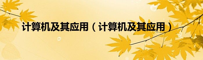 计算机及其应用（计算机及其应用）
