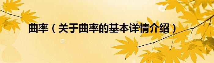 曲率（关于曲率的基本详情介绍）