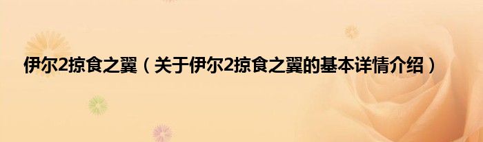 伊尔2掠食之翼（关于伊尔2掠食之翼的基本详情介绍）