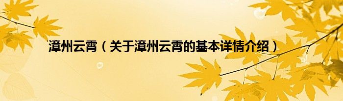 漳州云霄（关于漳州云霄的基本详情介绍）