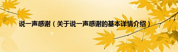 说一声感谢（关于说一声感谢的基本详情介绍）