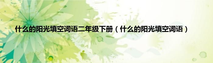 什么的阳光填空词语二年级下册（什么的阳光填空词语）