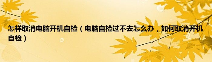 怎样取消电脑开机自检（电脑自检过不去怎么办，如何取消开机自检）