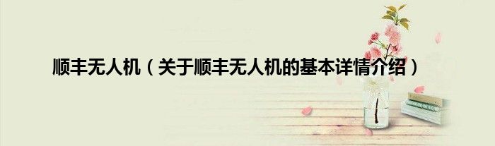 顺丰无人机（关于顺丰无人机的基本详情介绍）