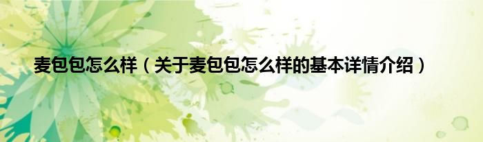 麦包包怎么样（关于麦包包怎么样的基本详情介绍）